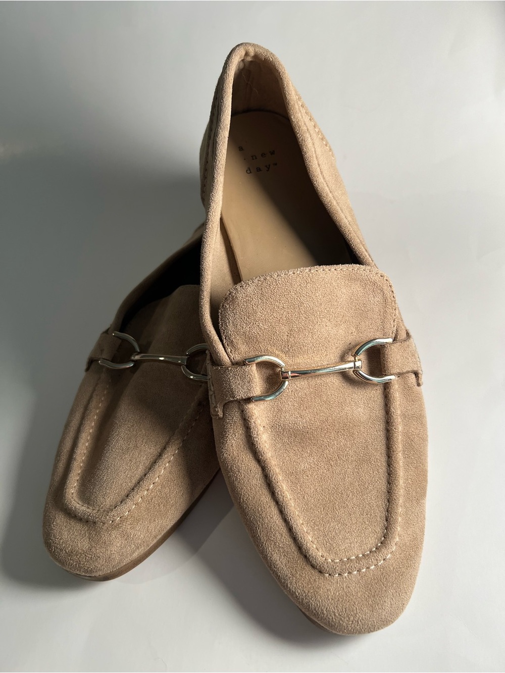 A New Day Women's Faux Suede Tan Loafers with Silver Bit Size 9.5
